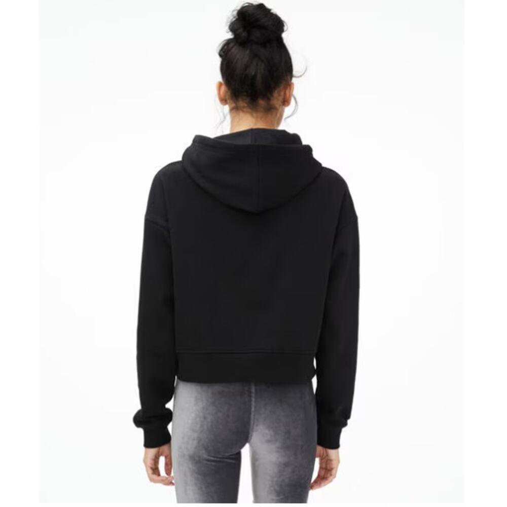 Selena Cropped Pullover Graphic Black Relaxed Fit Boxy Hoodie Size Medium - Picture 4 of 11